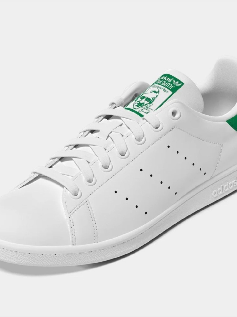 adidas White and Green Low-Top Leather Sneakers
